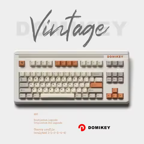 Domikey Vintage Custom Keycaps Japanese Sublegend, Gray-White Cherry Profile Keycap Set for Mechanic
