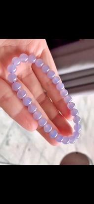 冰種翡翠天然翡翠A玉玉珠 玉鏈手鏈頸鏈 • 冰種紫羅蘭翡翠手串