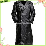 MEN'S GERMAN CLASSIC WW2 MILITARY UNIFORM OFFICER BLACK LEATHER TRENCH COAT