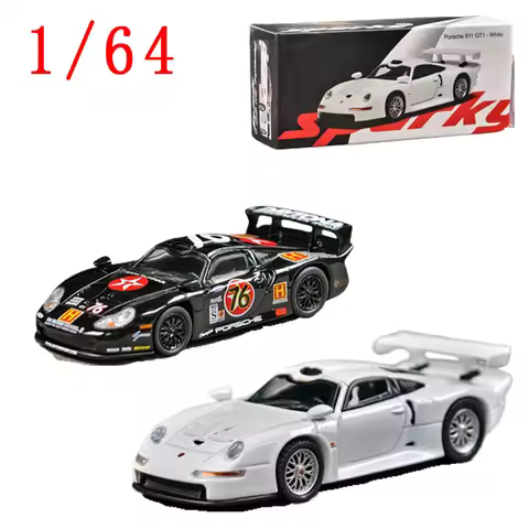 Spark Diecast 1/64 Scale Porsche Alloy Car Model Porsche 911 GT1 EVO Play Vehicles Toys for Boys Ori
