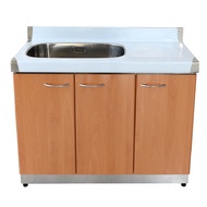 [特價]【Abis】客製商品-頂級升級款左右兩用不鏽鋼120洗台+平台/流理台/工作台/收納廚具-多款門板可選(桶身430)紅色-左水槽