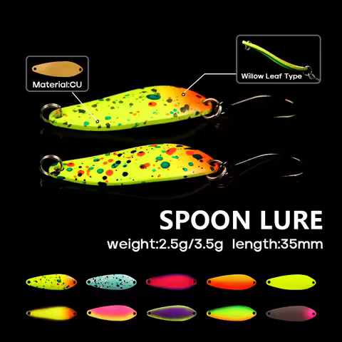 3Pcs Spoon Bait 2.5g 3.5g UV Luminous Spinner Luminous UV Coat Stream for Trout Bass Pesca Tackle
