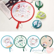 POPULARFR Pocket Fan, Gift Mini Cartoon Small Fan, Foldable PET Pocket Cloth Fan