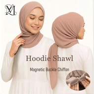 LOVOSME Hoodie Shawl Plain Chiffon Instant Hijab Magnetic Buckle Muslim Headscarf Women Tudung Scarf