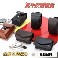 Genuine Leather Foldable Glasses Case Portable Unisex Can Hang Waist Reading Glasses Case Can Wear B