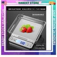 [Rechargable] FREE TRAY Mini Electronic Food Scale Portable Digital Kitchen Weighing Machine Scale J