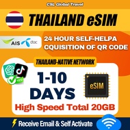 【CSL】Thailand Total Data eSIM | 5G/4G | 1-10 Days | Total 20GB | High-Speed Unlimited Hotspot | eSIM