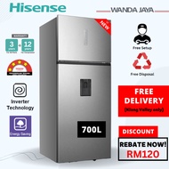 [FREE DELIVERY] Hisense 2 Door Inverter Fridge 700L Refrigerator Silver RT749N4ABVI Peti Sejuk 冰箱