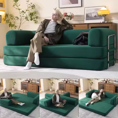 79" Convertible Sofa Bed Corduroy Folding Sleeper Sofa Boneless Couch Living Room Bedroom No Assembl