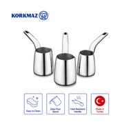 Korkmaz Vertex 3-Piece 18/10 Stainless Steel Turkish Coffee Pot Cezve Set