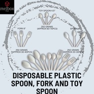 [250 Grams] Disposable Plastic Spoon, Fork and Toy Spoon