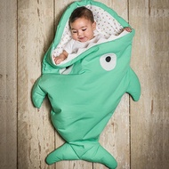 鯊魚咬一口 BabyBites｜(輕量版)100%純棉手作嬰幼兒睡袋/防踢被/包巾－青草綠