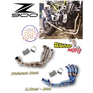 EXHAUST MANIFOLD (Z900 2017/2018/2019) S.STEEL/ S.STEEL BLUE EXHAUST PIPE