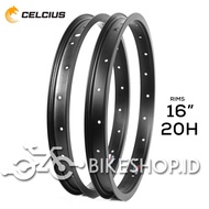 HITAM Bicycle Rims Celcius Alloy 16" Black 20H Single Wall Sumax SHHT Celcius | High Quality