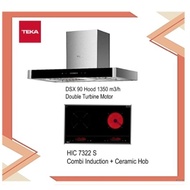 Teka DSX 90 Hood with Double Turbine Motor (1350m3/h) + HIC 7322 S Combi Induction + Ceramic Hob