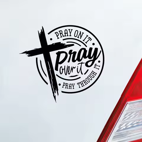 Pray on it Pray over it Pray through it Quotes Car Window Decal Christian Cross Bible Verse Vinyl Ar