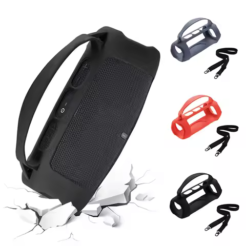 Silicone Cover Case with Shoulder Strap Travel Carrying Protective Gel Soft Skin for JBL Charge 5 Wi