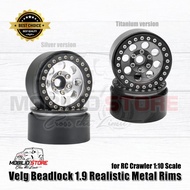 Velg RC Metal Beadlock 1.9" Wheel Hub Rims for 1/10 RC Crawler