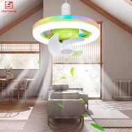 [clarins.sg] Ceiling Fan with RGB LED Light 3 Modes Ceiling Fans Light E27 Base Ceiling Lamps