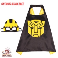 Transformers Bumblebee Optimus superhero costume for kids with cape and GOLDEN BEE cloth mask.