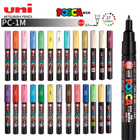 Japan Uni Posca Paint Marker Pen PC-1M POP Poster Graffiti Manga Advertising 0.7mm Art Supplies Stat