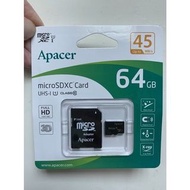 Apacer 宇瞻 64GB MicroSDHC TF UHS-I Class10 記憶卡（有多張）