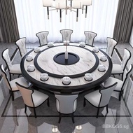 Luxury Hotel Electric Dining Table Home Ebony Color round Table Imitation Marble15People20People's Box Rotating round Table