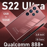【พร้อมเดิม】โทรศัพท์เดิม S22 S22Ultra พิเศษ6.8นิ้ว Hp 12G RAM 512G ROM 16MP 64MP 6800Mah โทรศัพท์มือถือราคาถูกคลังสินค้าซักผ้า Android 12.0 AI ขับเคลื่อนการจดจำใบหน้าปลดล็อคโทรศัพท์มือถือ Qualcomm 888 +