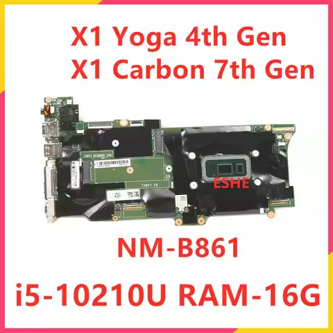 For Lenovo X1 Carbon 7th Gen X1 Yoga 4th Gen Laptop Motherboard 5B20W72298 With i5 i7 CPU RAM 8G 16G