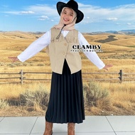 KEMEJA One Set Cowboy White Shirt Suit, Vintage Vest, Umbrella Skirt, Cowboy Hat OOTD Yearbook Adult