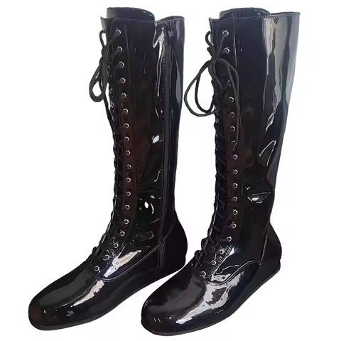 WWF hulk hogan Black Boots Pro Wrestling Lace Up Costume Boots yellow - Choice of Color Motorcycle