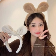 Face Wash Headband Bunny Ears Headband Plush Hairband Cute Bowknot Headbands