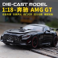 1: 18 Mercedes Benz Amg Đen Hiệp sĩ mô hình mô phỏng bằng hợp kim Mô hình đồ chơi trẻ em GTR xe thể