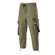 men's trousers Loose elastic bundle feet straight overalls multi-pocket tactical elastic waist plus size casual cargo pants