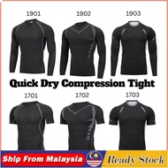 JMF_ Men Compression Tight Gym Shirt Cool Dry Long Short Sleeve Fitness Baju Ketat Lengan Panjang Pe