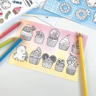 紙杯蛋糕著色明信片