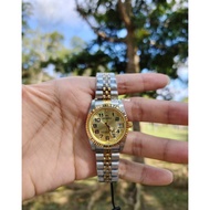 PROKING SILVER GOLD ANALOG BOY SIZE MEDIUM SIZE LADIES WATCH WITH DATE