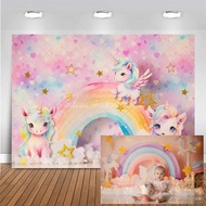 Unicorn Wonder Rainbows Photo Background Pink Dream Bokeh Cake Smash Photography Backdrop Children B