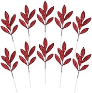 Abaodam 10Pcs leaves and branches christmas leaves decoration flowers grass fake shrub DIY garland leaf picks Accessories holiday bay holly artificial leaf picks flower arrangements