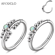 SPORCLO 316L Stainless Steel Earring 1 Pc Opal Ear Piercing Lobe Earring Round Nose Ring Helix Earri