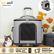 Detachable Cat Carrier with 4 Wheels 2 in 1 Trolley Pet Backpack Dog Trolley