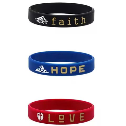 1pc/3pcs Christian bible verse hope love faith luke john ephesians rubber bracelet silicone wristban