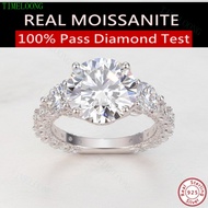 Real Moissanite Ring with GRA Certificate 5 CT Round Cut Diamonds Ring S925 Sterling Silver Can Pass