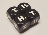 4X Heads & Tails 6 Sided Black Dice with Numbers/Great for Pokemon TCG! / 16mm d6