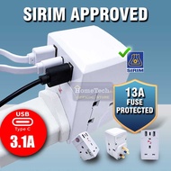 ME 13A 3 Way Adapter with USB Charger 2100mA USB plug three adaptor Plug Kepala 3 Extension Plug USB