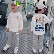 KIMCHIBABY Long Sleeve Set for Boys 190gsm High Quality Cotton Fabric with Bluey Pattern, Autumn and