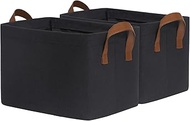 TIMEYARD Storage Box, Black, Pack of 2, 30 L Basket Storage, Cabinet Organiser, Storage Basket for B
