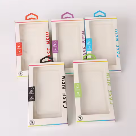 100Pcs Universal Fashion Kraft Paper Box with Colorful Hook up For iphone 17 Pro Max 16 15 17e Mobil