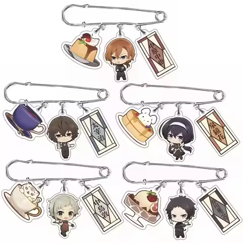 Anime BSD Wenhao Wild Dog Brooch Pin Coffee Cake Series Characters Dazai Osamu Pendant Collection Br