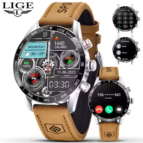 LIGE Military Outdoor Smart Watch Men Bluetooth Call 1.39" AMOLED Fitness Watch Heart Rate Sleep Mon